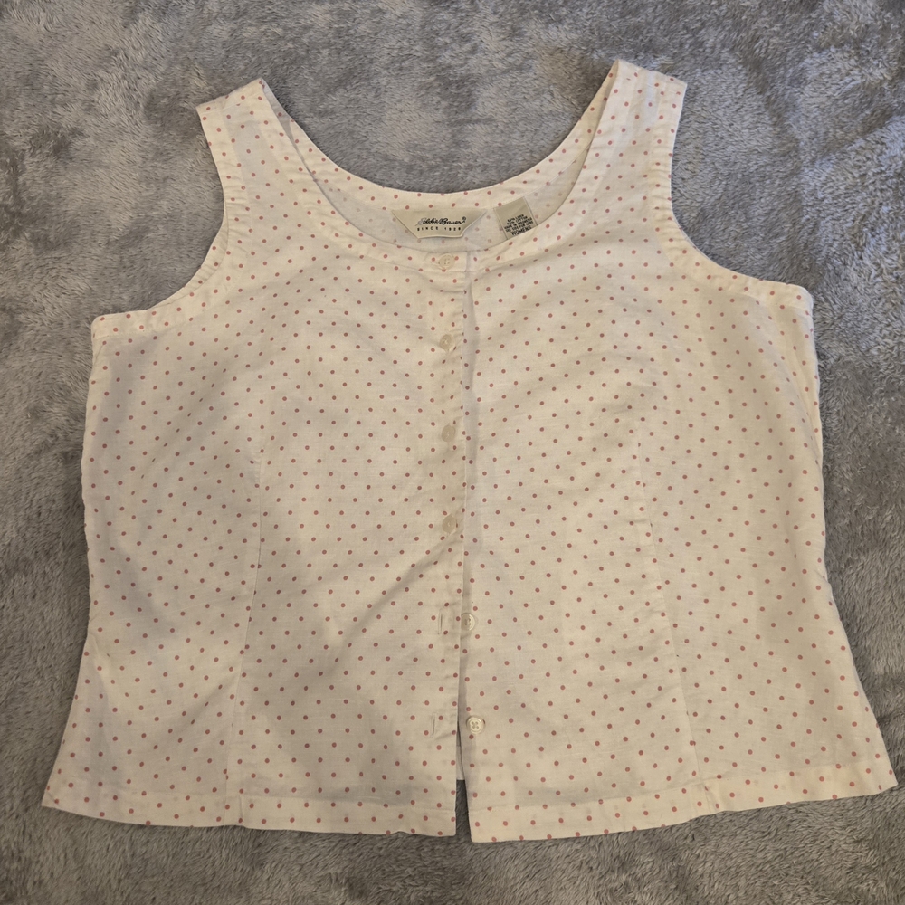 Eddie Bauer White Polka Dot Tank Top